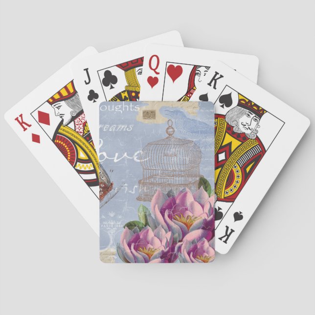 Baraja De Cartas Pensamientos de amor victorianos ensueño mariposa  (Reverso)