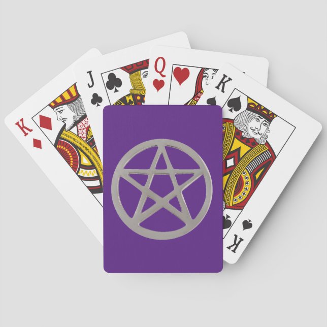 Baraja De Cartas Pentáculo plateado y morado (Reverso)