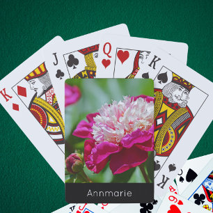Baraja De Cartas Peony Garden Pink Cottage Flor con texto