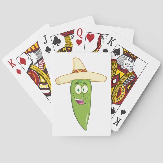 Baraja De Cartas Pepper de chile verde sonriente (Reverso)