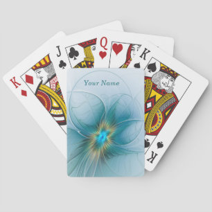 Baraja De Cartas Pequeña belleza arte fractal azul moderno dorado n