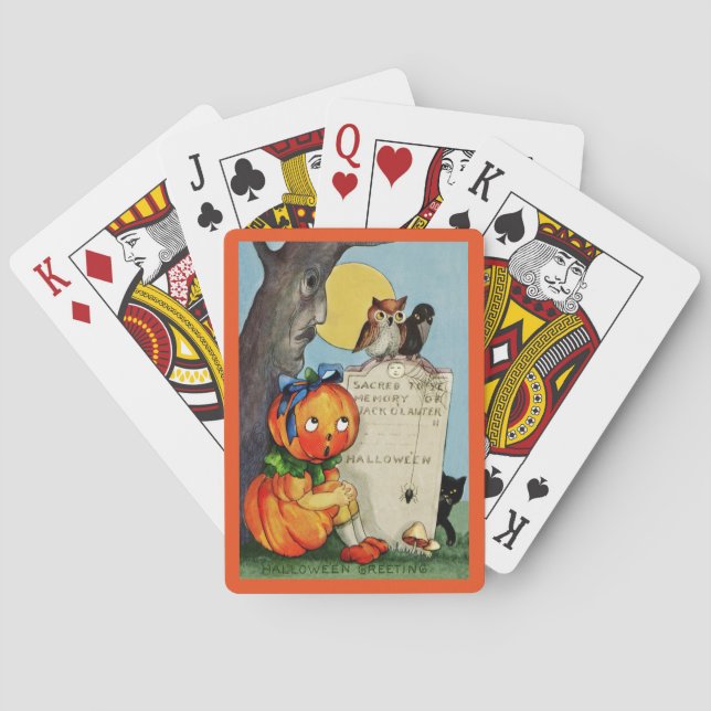 Baraja De Cartas Pequeña Chica de calabaza y amigos (Reverso)