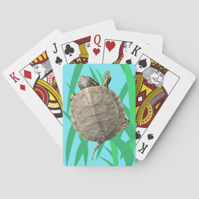 Baraja De Cartas Pequeña tortuga (tortuga) en Ilustracion de hierba (Reverso)