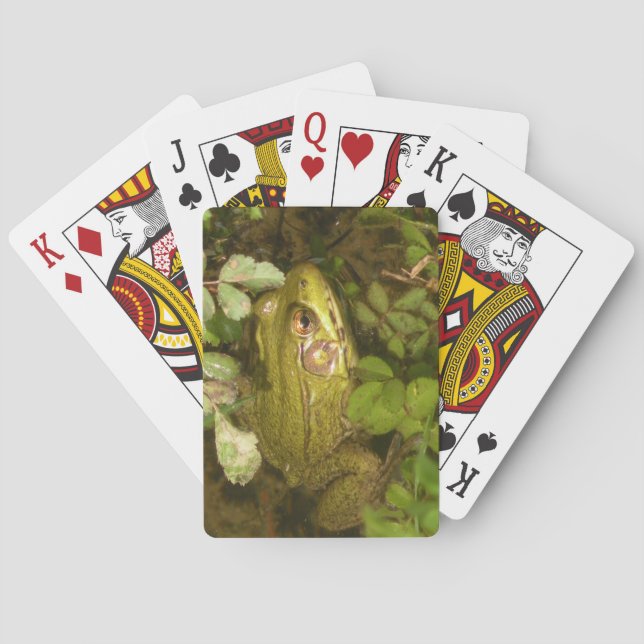 Baraja De Cartas Pequeña y pequeña rana verde para jugar (Reverso)