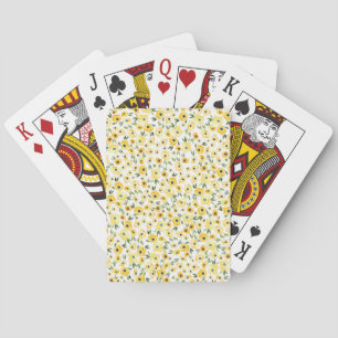 Baraja De Cartas Pequeñas Flores Amarillas: Acuarela Seamless.