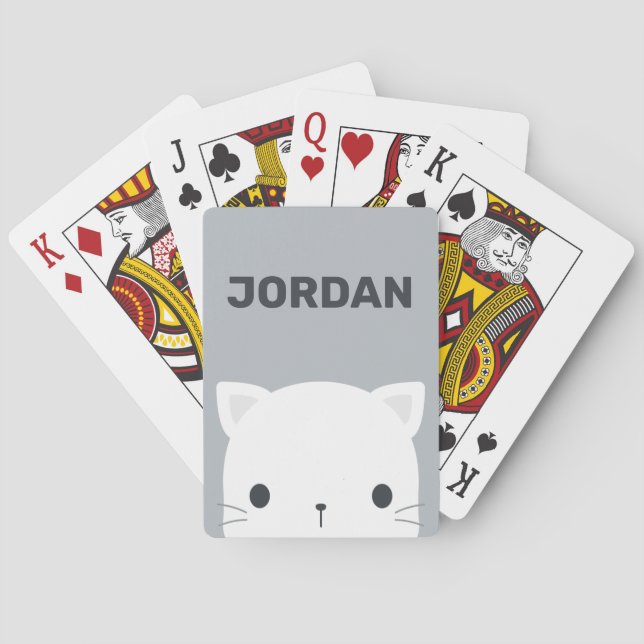 Baraja De Cartas Pequeño gato con nombre personalizado (Reverso)
