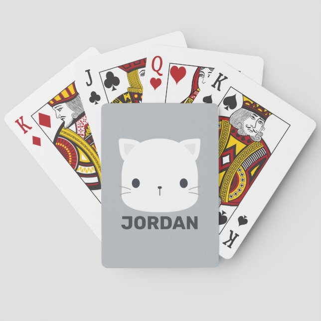 Baraja De Cartas Pequeño gato con nombre personalizado (Reverso)