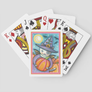 BARAJA DE CARTAS PEQUEÑO GATO DE MADERA KITTEN, HALLOWEB CUTO Y COL
