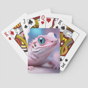 Baraja De Cartas Pequeño lagartito rosado con ojos azules grandes