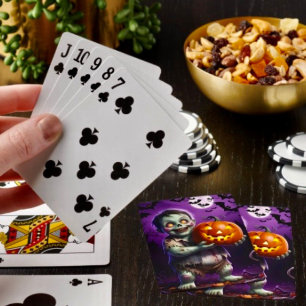 Baraja De Cartas Pequeño monstruo verde y amigo de calabaza