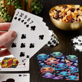 Baraja De Cartas Pequeños alienígenas multicolores en el espacio