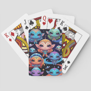 Baraja De Cartas Pequeños extranjeros multicolores en el espacio