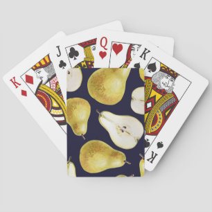Baraja De Cartas pera madura, fondo negro, arte de jardín