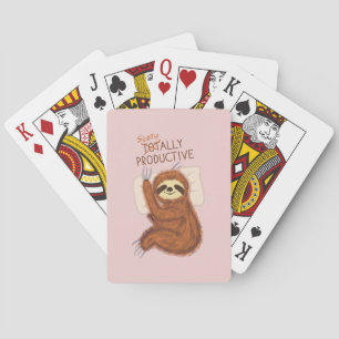Baraja De Cartas Perezoso Dormido con Almohada y Texto Divertido