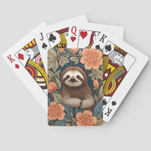 Baraja De Cartas Perezoso Lindo Floral Elegante Inspirado en Willia