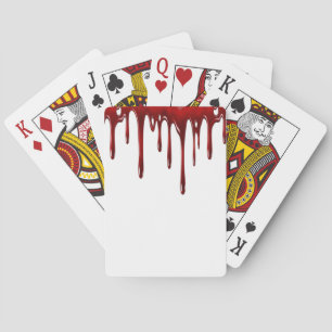 Baraja De Cartas Perforaciones de sangre en sangre en blanco