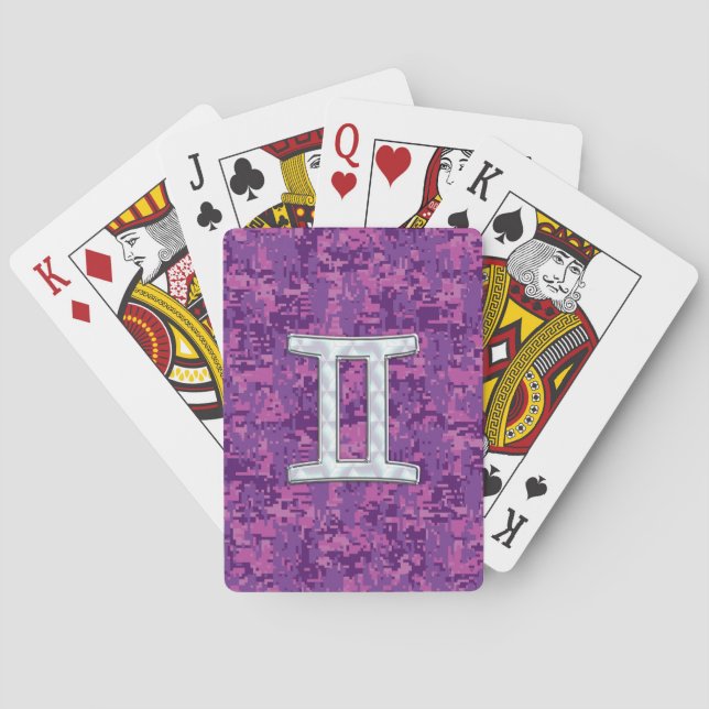 Baraja De Cartas Perla como Rótulo Gemini Zodiac en camo digital (Reverso)