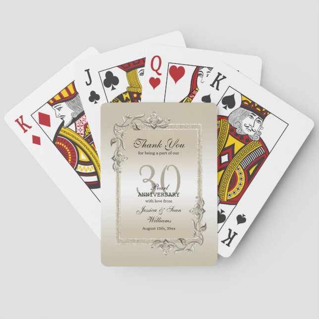 Baraja De Cartas Perla Gem y Purpurina 30° aniversario Boda    (Reverso)