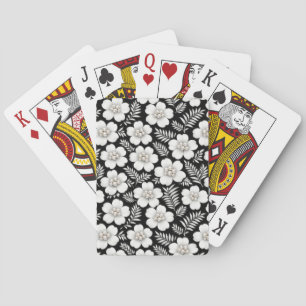 Baraja De Cartas Perlas blancas en patrón de flores