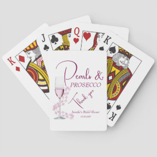Baraja De Cartas Perlas y Prosecco elegante ducha de novia rosa