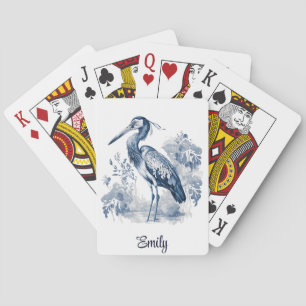 Baraja De Cartas Perón con flores de estilo Delft azul y blanco