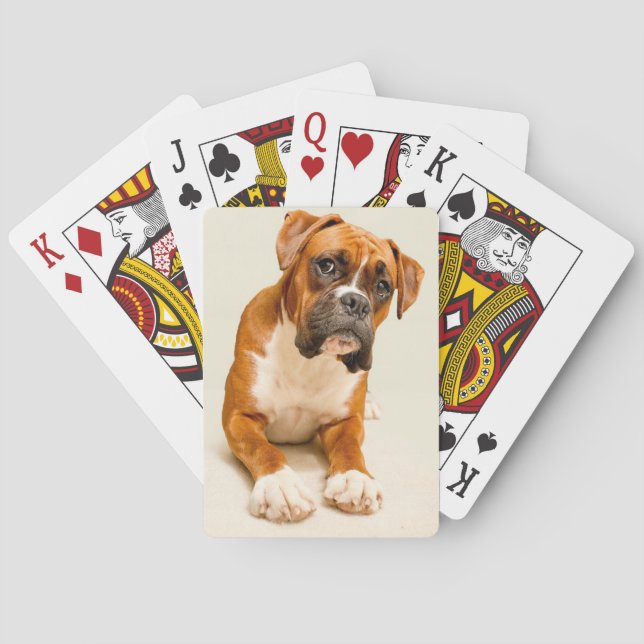 Baraja De Cartas Perrito del boxeador en el contexto poner crema de (Reverso)