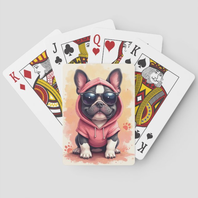Baraja De Cartas Perrito francés divertido Kawaii (Reverso)
