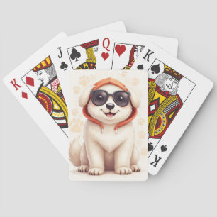 Baraja De Cartas Perrito Kawaii divertido de los Grandes Pirineos
