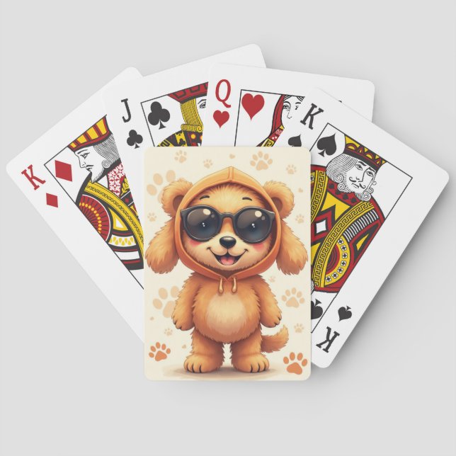 Baraja De Cartas Perrito Kawaii Goldendoodle Divertido (Reverso)