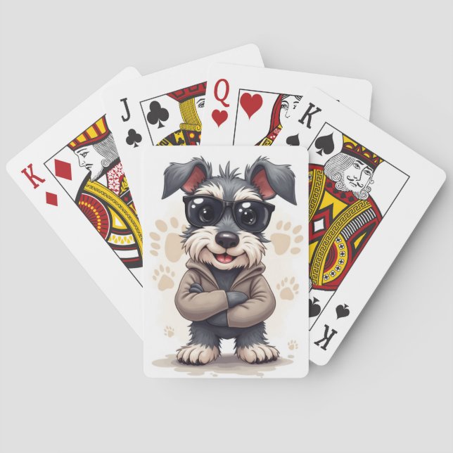 Baraja De Cartas Perrito Schnauzer Kawaii Divertido (Reverso)