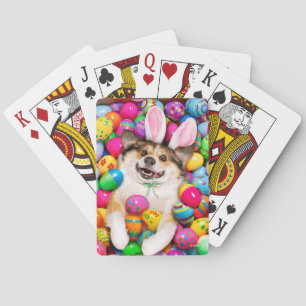 Baraja De Cartas Perro acostado sobre huevos de Pascua