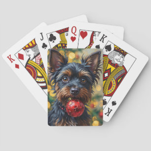 Baraja De Cartas Perro Affenpinscher con adorno de Navidad