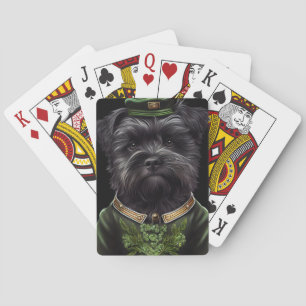 Baraja De Cartas Perro Affenpinscher con vestido de San Patricio