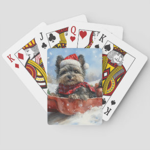 Baraja De Cartas Perro Affenpinscher en escaramuza deja que nieve N