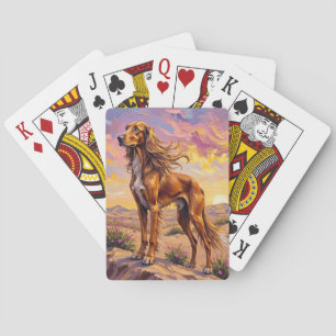 Baraja De Cartas Perro afgano Elegancia del atardecer en el desiert