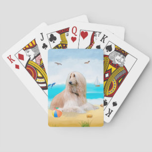Baraja De Cartas Perro afgano en la playa
