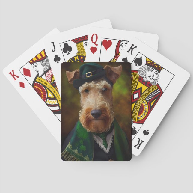 Baraja De Cartas perro airedale en el Día de San Patricio (Reverso)