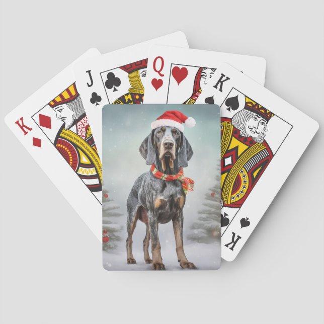 Baraja De Cartas Perro atún rojo en Navidades de nieve (Reverso)
