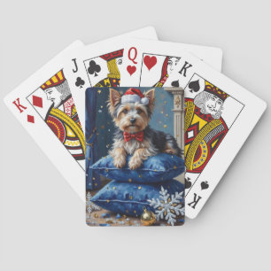 Baraja De Cartas Perro Biewer Terrier Elegante Terciopelo Navidad