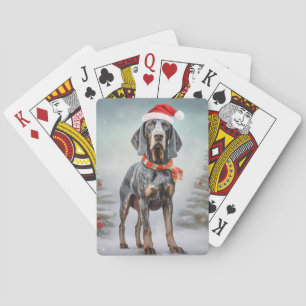 Baraja De Cartas Perro Bluetick Coonhound en Navidad con Nieve