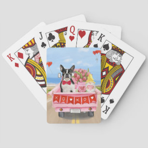 Baraja De Cartas Perro Boston Terrier Camión de corazones del día d