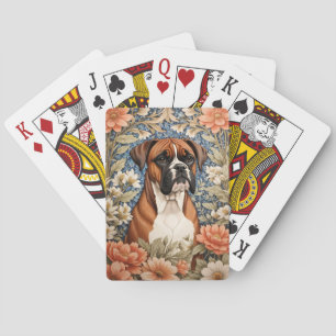 Baraja De Cartas Perro Boxer Elegante Inspirado en William Morris 