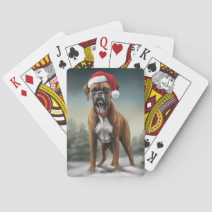 Baraja De Cartas Perro Boxer en Navidad con Nieve