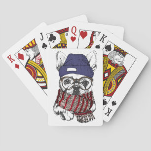 Baraja De Cartas Perro Bull francés Hipster