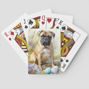 Baraja De Cartas Perro Bull Mastiff con huevos de Pascua Fiesta