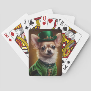 Baraja De Cartas Perro Chihuahua con vestido del Día de San Patrici