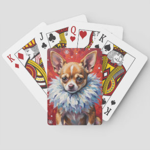 Baraja De Cartas Perro Chihuahua descarado con collar de invierno e