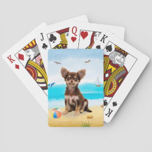 Baraja De Cartas Perro Chihuahua en la playa