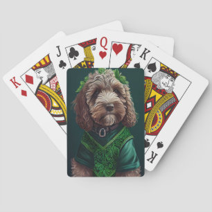 Baraja De Cartas Perro Cockapoo con vestido de San Patricio
