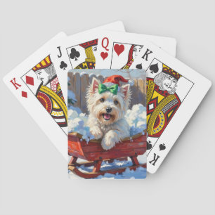 Baraja De Cartas Perro Coton de Tulear Esponjoso Trineo Navideño Vi